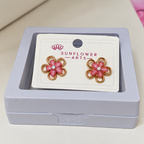 Petal Pop Pink Flower Stud Earrings – Gold-Tone — size and design details