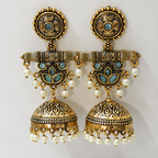 Neel Kamal Antique Lotus Jhumka Earrings — size and design details