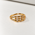 Meher Floral Lattice Rose Gold-Tone Ring — size and design details