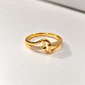 Saath Interlocking Heart Gold-Tone Ring — size and design details