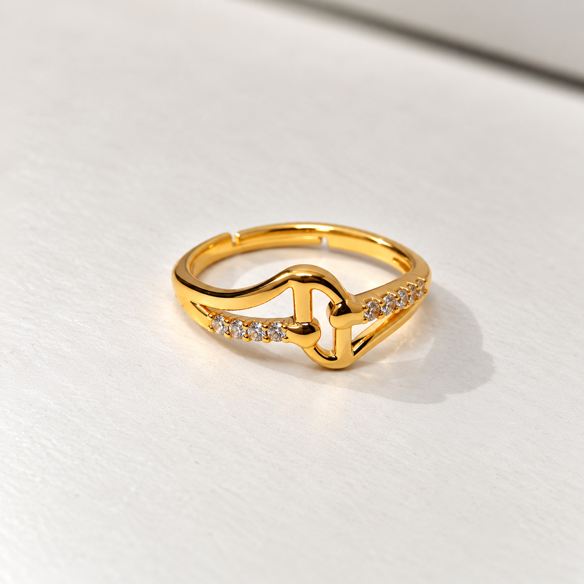 Saath Interlocking Heart Gold-Tone Ring — size and design details