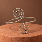 Leher Twin-Spiral Silver-Tone Arm Cuff | MyJhumki