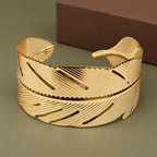 Pankh Gold-Tone Feather Cuff Bracelet | MyJhumki