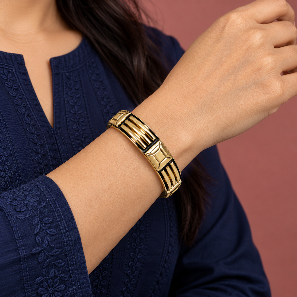 Akriti Geometric Gold-Tone Bangle | MyJhumki