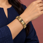Akriti Geometric Gold-Tone Bangle | MyJhumki