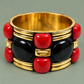 Rudra Red & Black Gold-Tone Statement Bangle | MyJhumki
