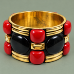 Rudra Red & Black Gold-Tone Statement Bangle | MyJhumki