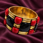 Rudra Red & Black Gold-Tone Statement Bangle | MyJhumki