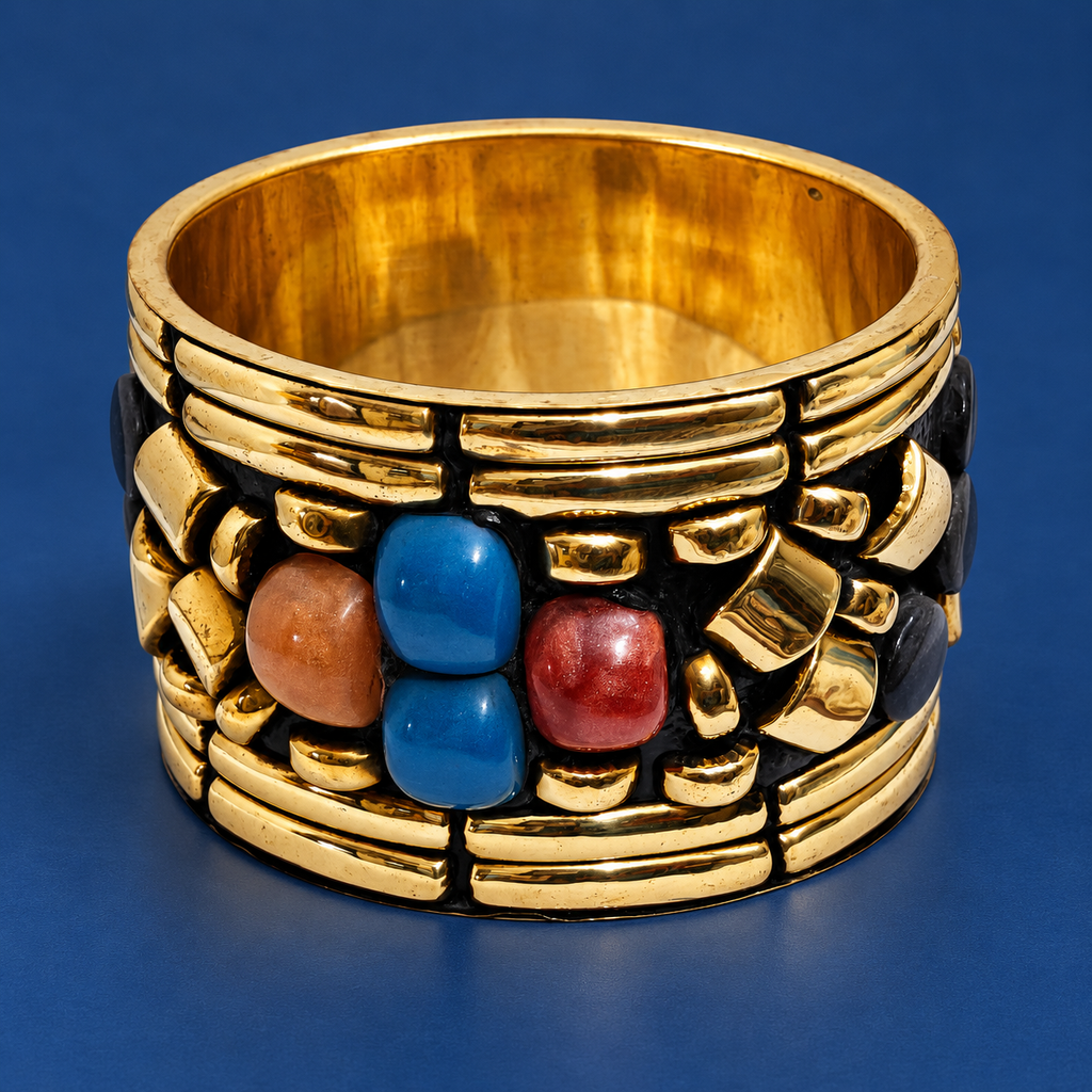 Rangika Mosaic Gold-Tone Statement Bangle | MyJhumki