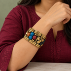 Rangika Mosaic Gold-Tone Statement Bangle | MyJhumki