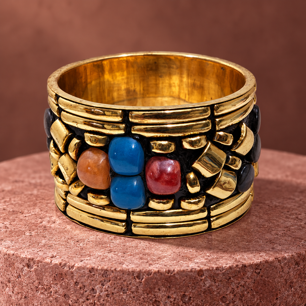Rangika Mosaic Gold-Tone Statement Bangle | MyJhumki