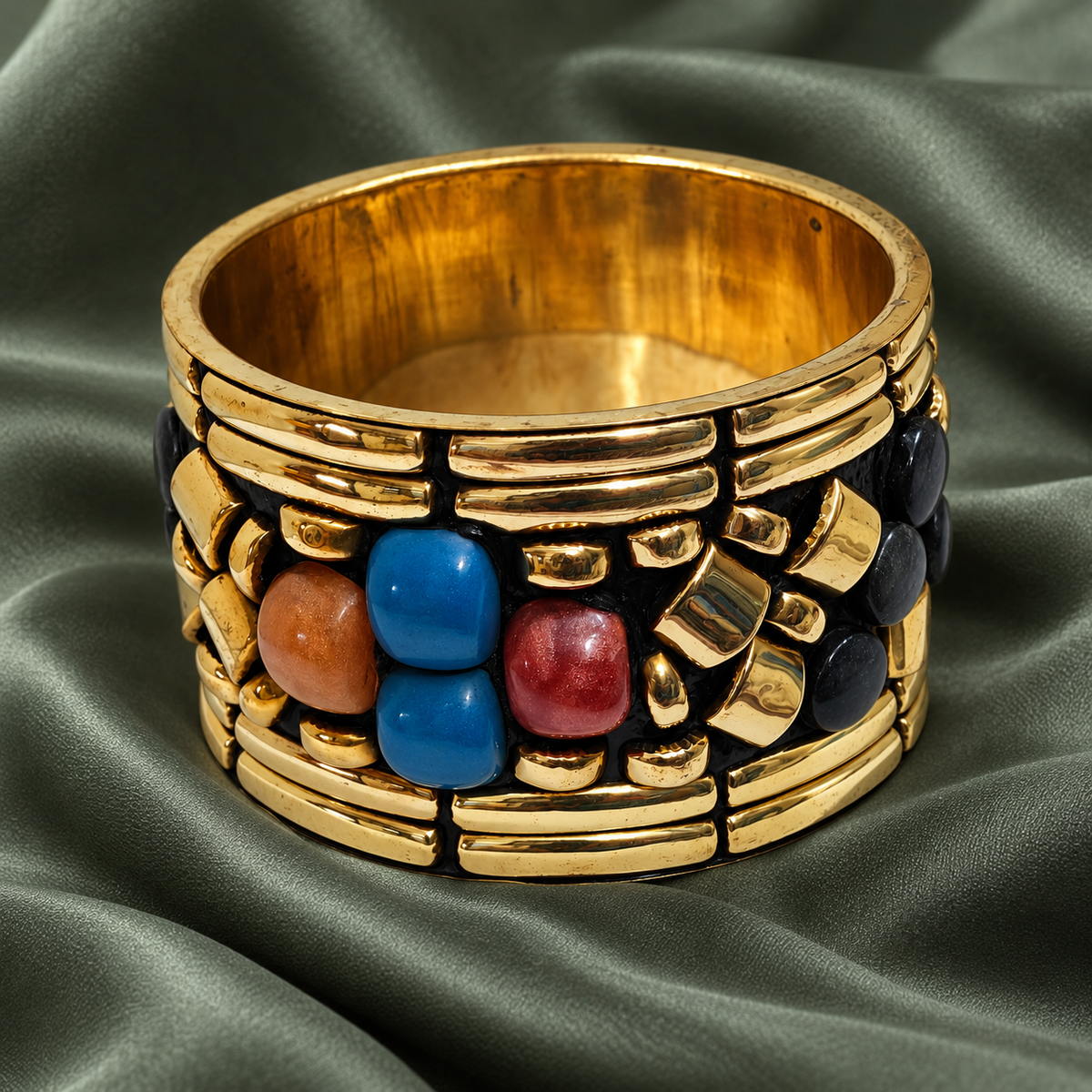 Rangika Mosaic Gold-Tone Statement Bangle | MyJhumki