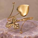 Dilara Heart Three-Leaf Gold-Tone Arm Cuff | MyJhumki