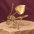 Dilara Heart Three-Leaf Gold-Tone Arm Cuff | MyJhumki