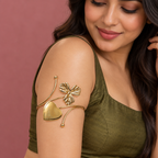 Dilara Heart Three-Leaf Gold-Tone Arm Cuff | MyJhumki