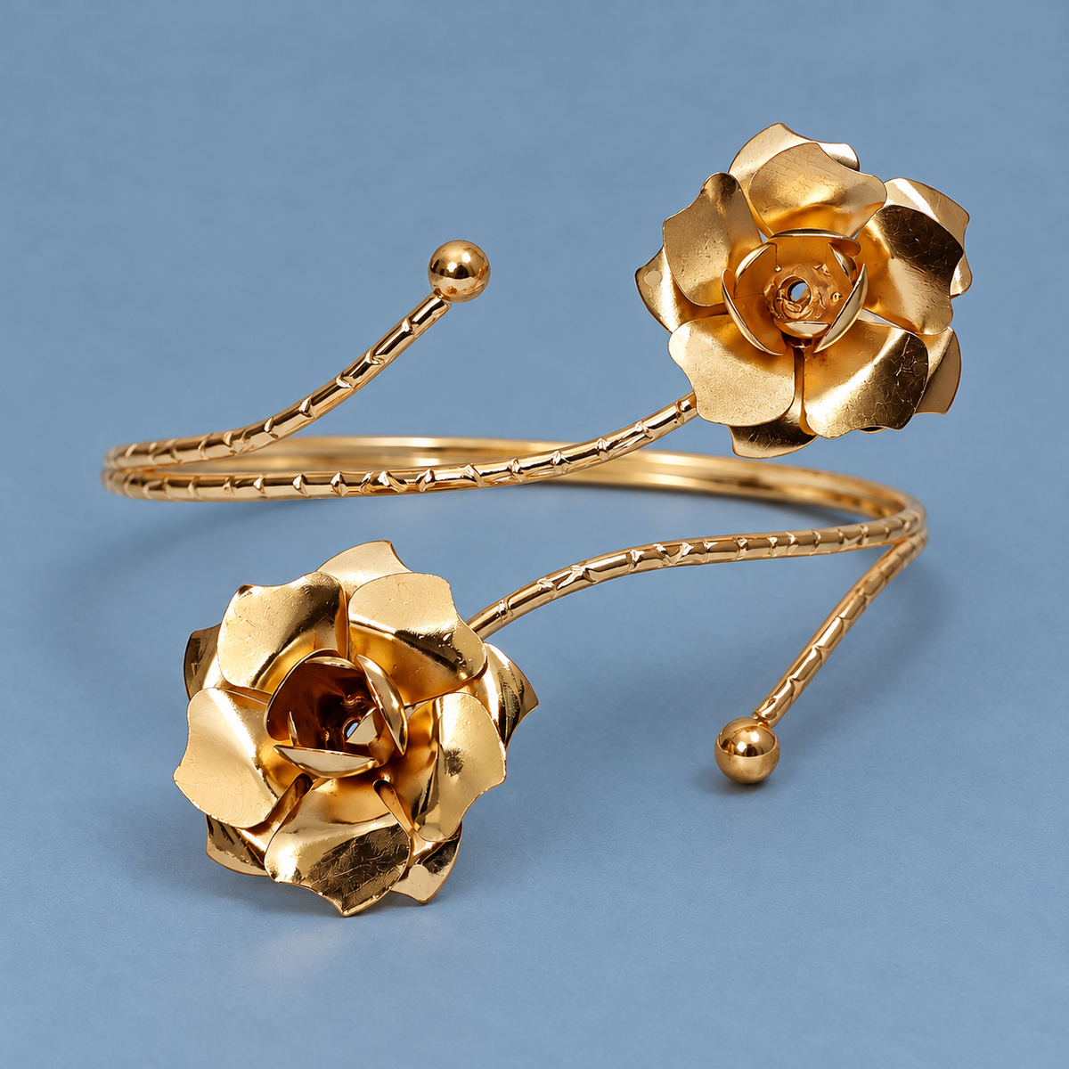 Gulab Twin Rose Gold-Tone Arm Cuff | MyJhumki