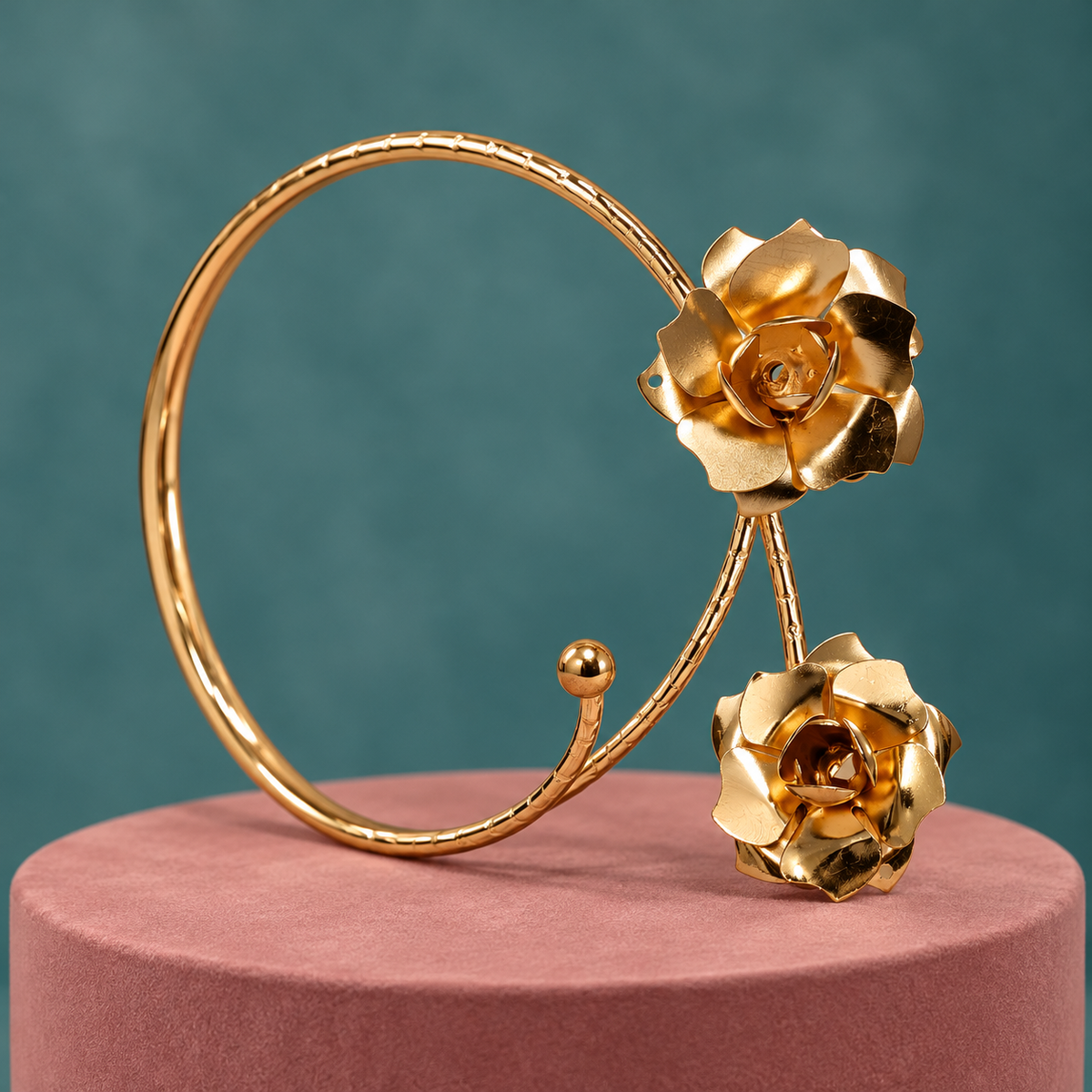 Gulab Twin Rose Gold-Tone Arm Cuff | MyJhumki