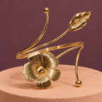 Gulika Flower Leaf Gold-Tone Arm Cuff | MyJhumki