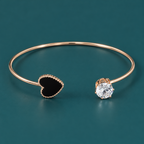 Hrida Black Heart Gold-Tone Cuff Bracelet | MyJhumki