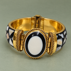 Ira Black Ivory Mosaic Gold-Tone Bracelet | MyJhumki