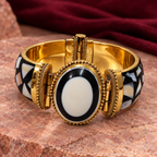 Ira Black Ivory Mosaic Gold-Tone Bracelet | MyJhumki
