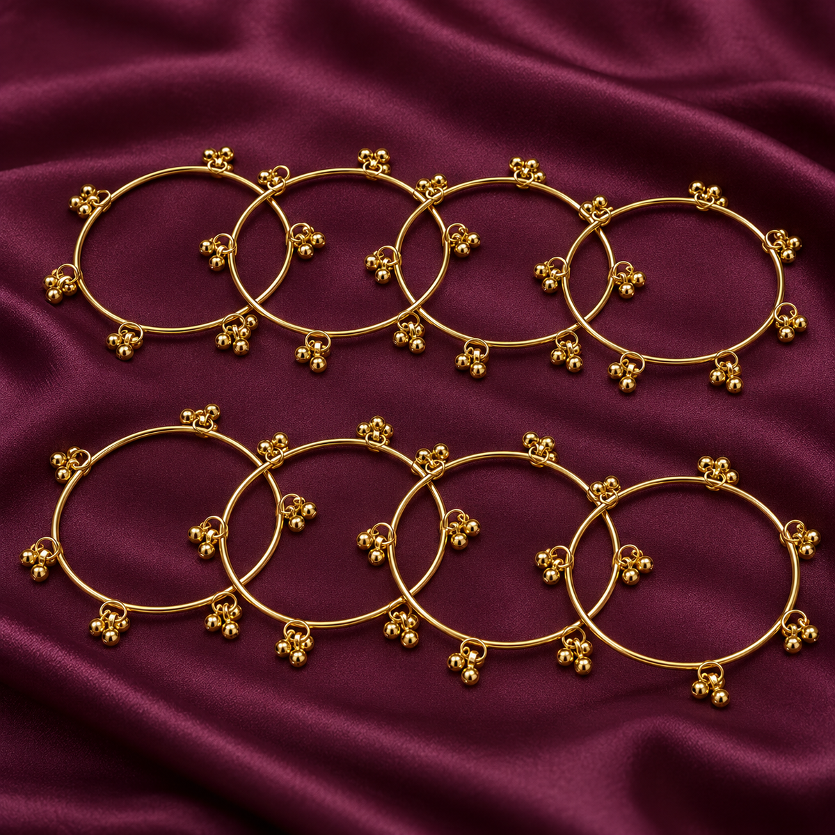 Jhankar Gold-Tone Ghungroo Bangles – Set of 8 | MyJhumki