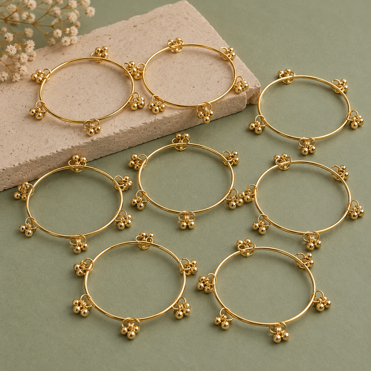 Jhankar Gold-Tone Ghungroo Bangles – Set of 8 | MyJhumki