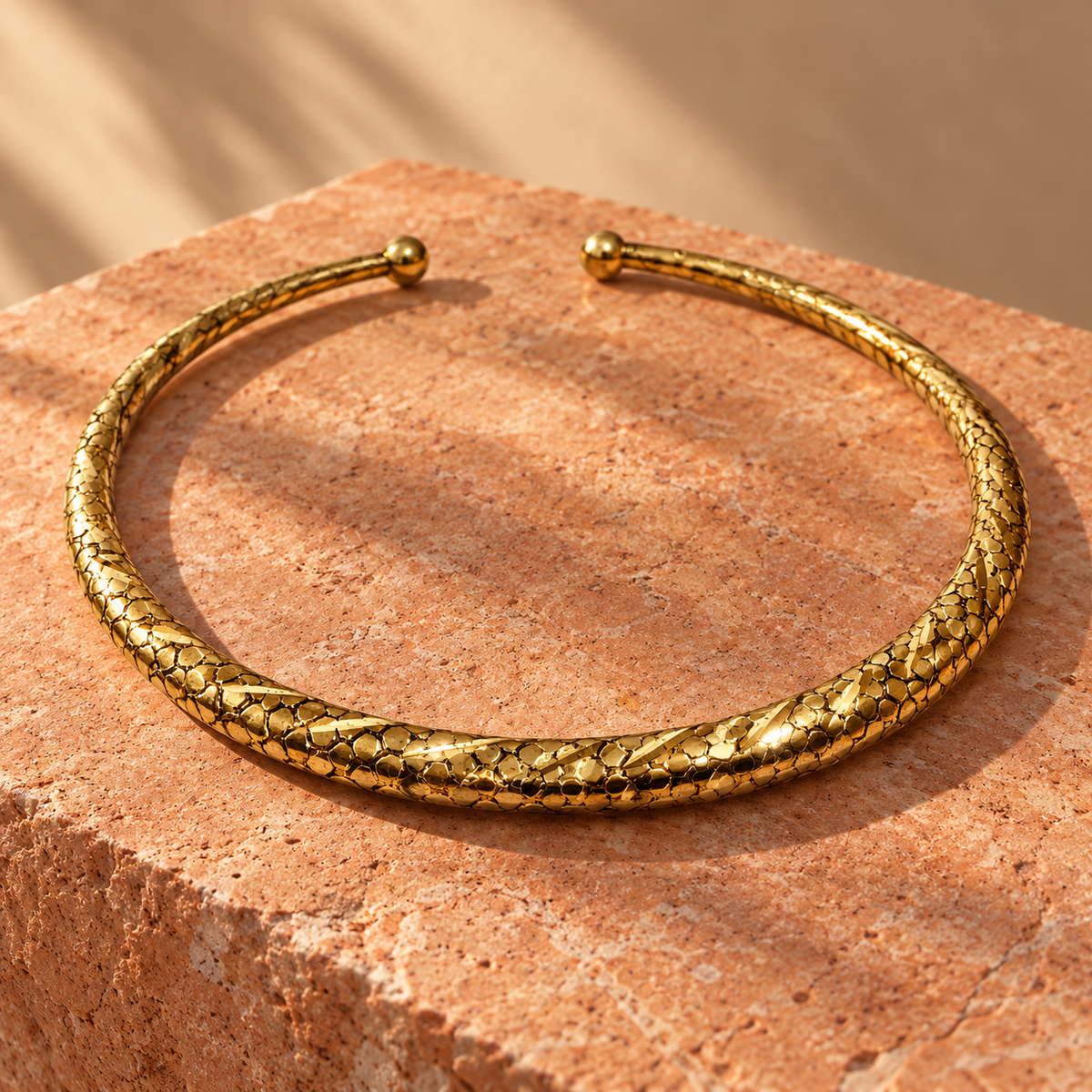 Kanika Textured Gold-Tone Collar Necklace | MyJhumki
