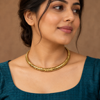 Kanika Textured Gold-Tone Collar Necklace | MyJhumki