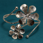 Kusum Twin-Flower Silver-Tone Arm Cuff | MyJhumki