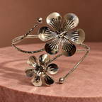 Kusum Twin-Flower Silver-Tone Arm Cuff | MyJhumki