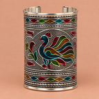 Mayuri Multicolour Peacock Silver-Tone Cuff | MyJhumki
