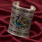 Mayuri Multicolour Peacock Silver-Tone Cuff | MyJhumki
