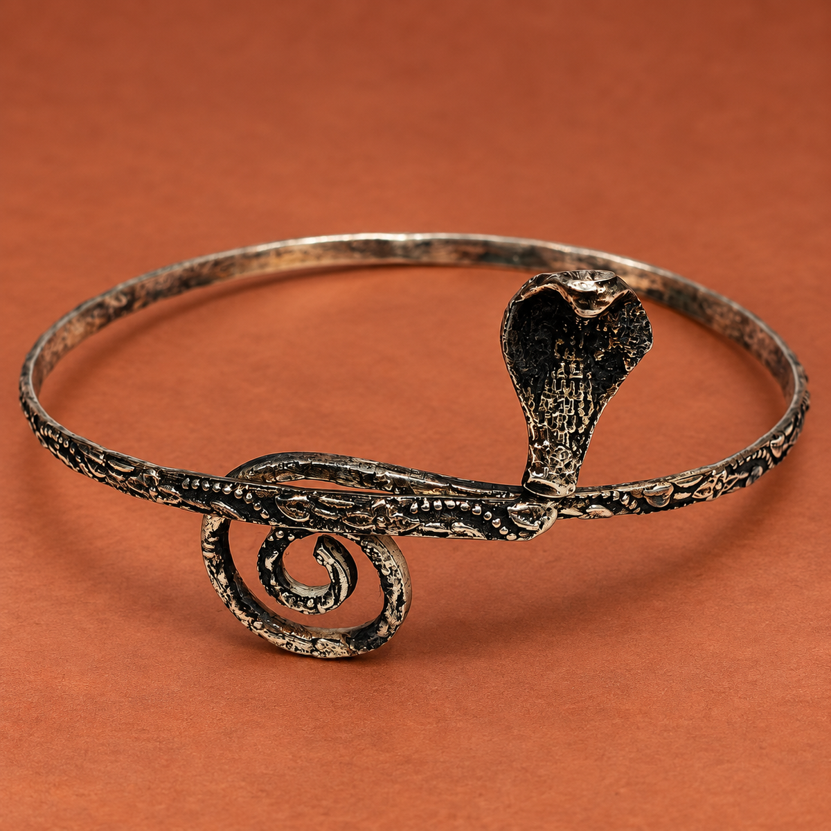 Naagika Cobra Antique-Silver-Tone Arm Cuff | MyJhumki