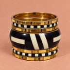 Naira Black Ivory Gold-Tone Bangle Set | MyJhumki