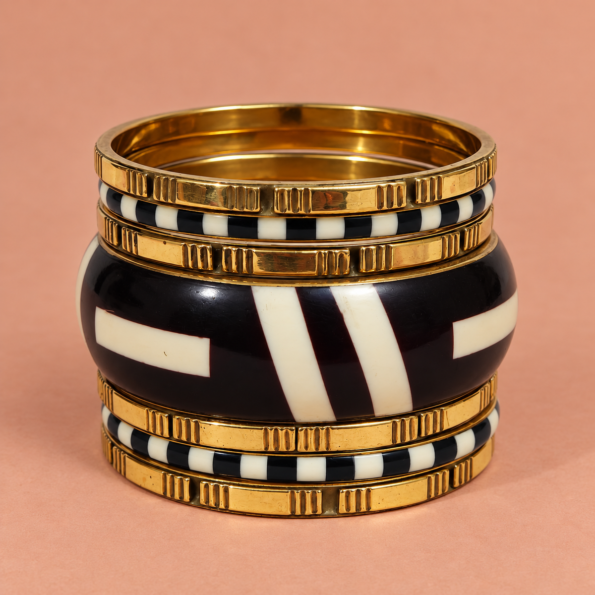 Naira Black Ivory Gold-Tone Bangle Set | MyJhumki