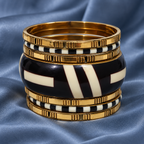 Naira Black Ivory Gold-Tone Bangle Set | MyJhumki
