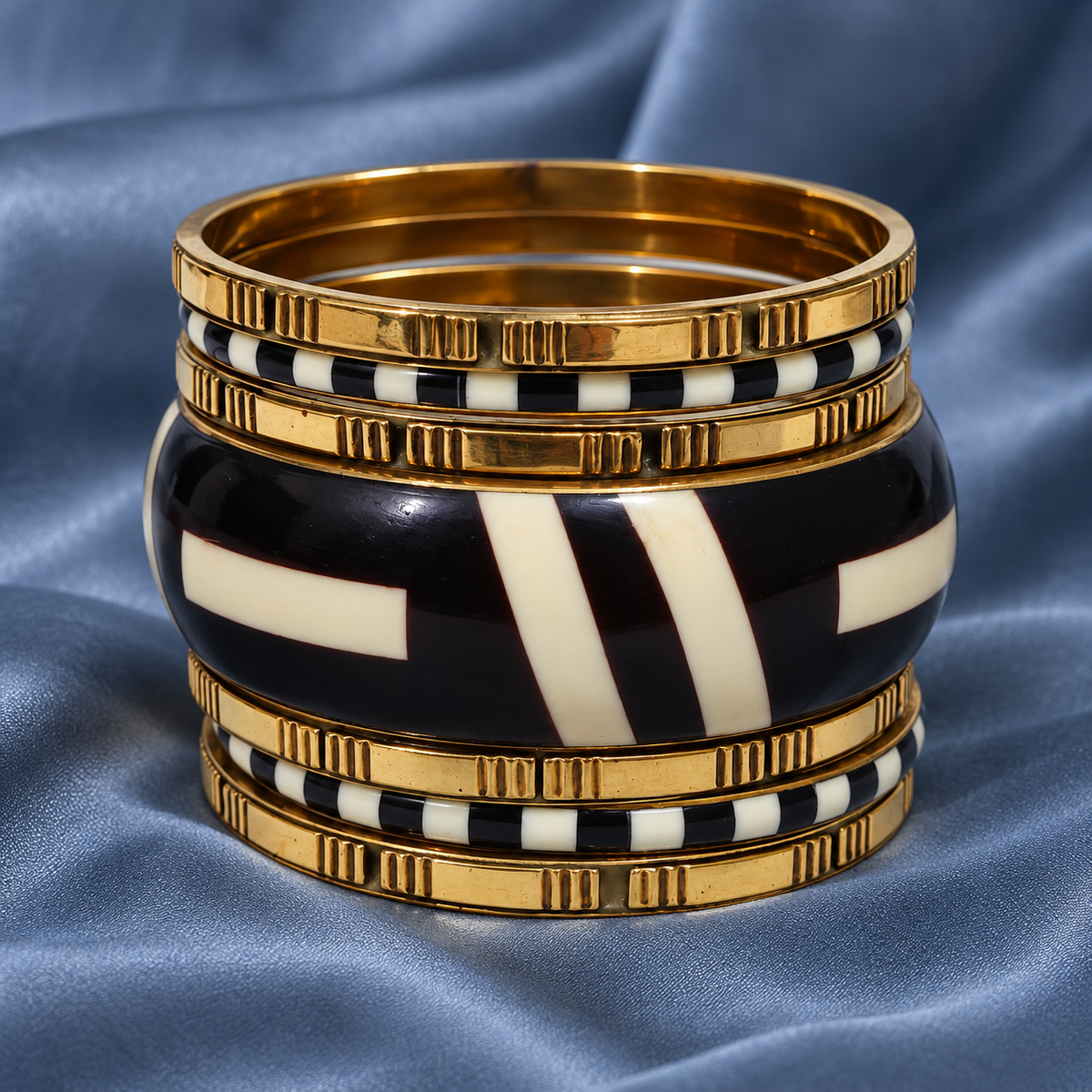 Naira Black Ivory Gold-Tone Bangle Set | MyJhumki
