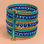 Neel Blue Teal Beaded Bangle Cuff | MyJhumki