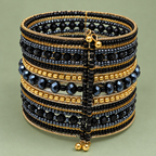 Noor Black Beaded Bangle Cuff | MyJhumki