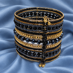 Noor Black Beaded Bangle Cuff | MyJhumki