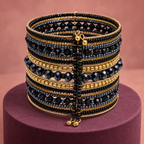 Noor Black Beaded Bangle Cuff | MyJhumki