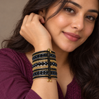 Noor Black Beaded Bangle Cuff | MyJhumki