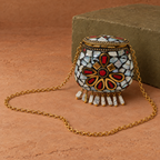 Noor White Mosaic Floral Mini Purse | MyJhumki