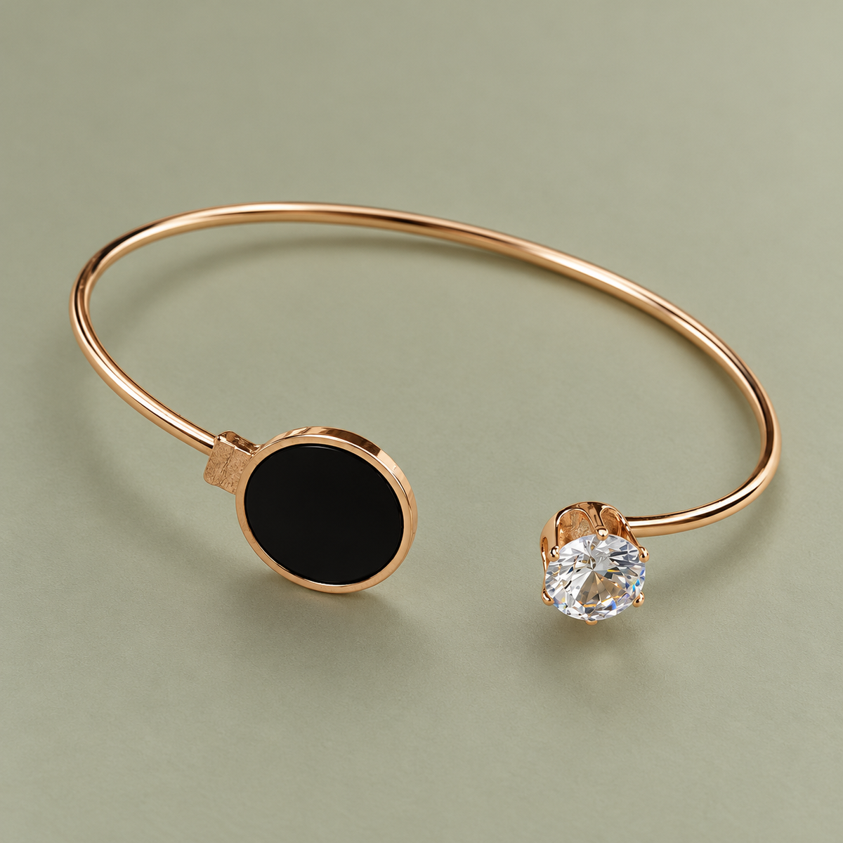 Oria Black Circle Gold-Tone Cuff Bracelet | MyJhumki