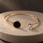 Oria Black Circle Gold-Tone Cuff Bracelet | MyJhumki