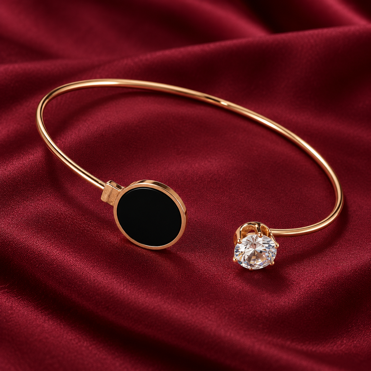 Oria Black Circle Gold-Tone Cuff Bracelet | MyJhumki