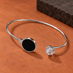 Oria Black Circle Silver-Tone Cuff Bracelet | MyJhumki