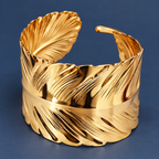 Pankhika Sculpted Feather Gold-Tone Arm Cuff | MyJhumki