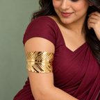 Pankhika Sculpted Feather Gold-Tone Arm Cuff | MyJhumki